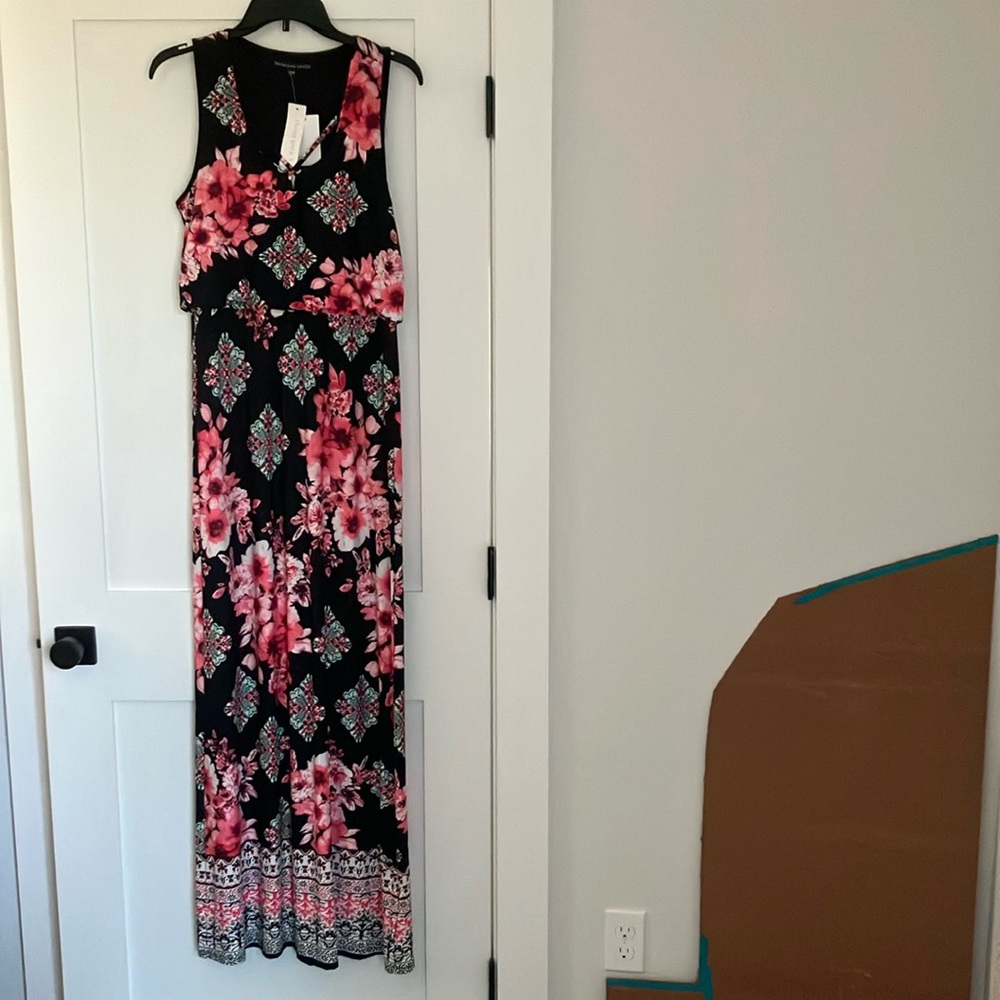 New Three Pink Hearts Maxi Floral Dress
